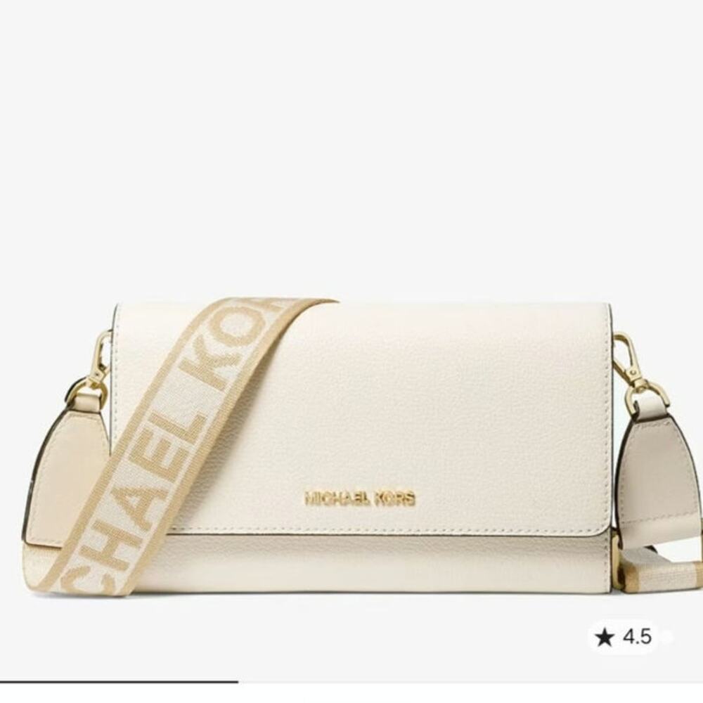 ​Michael Kors Jet Set Large Leather Crossbody Bag - Cream & Gold